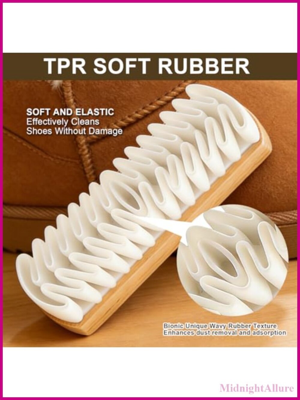 Suede & Nubuck Shoe Brush Cleaner Kit, 3-Piece Wood Handle - Picture 3 of 6